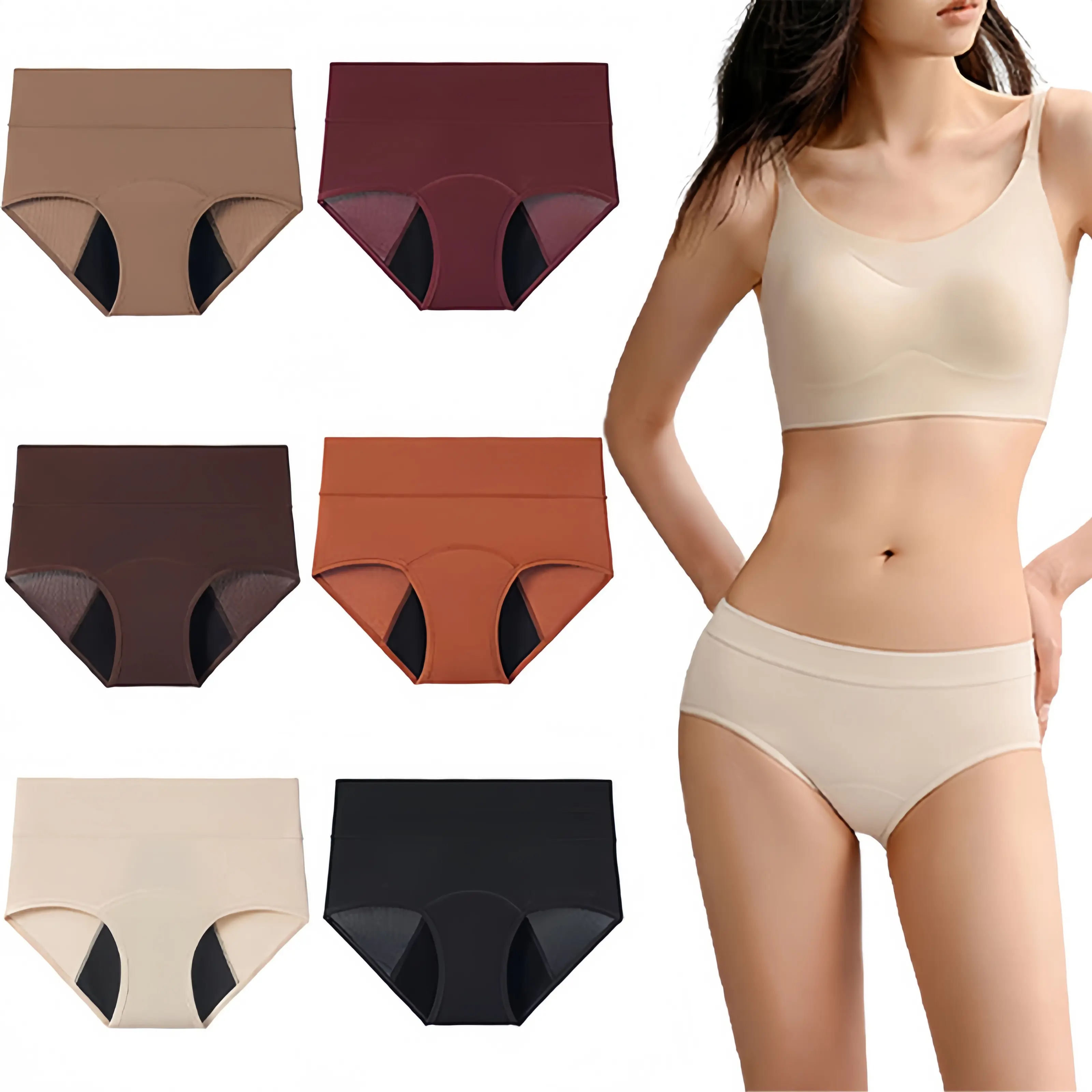 Women's Period Panties — Mid-to-High Rise, Leak-Proof, Postpartum, Pure Cotton Boy Shorts — Comfortable, Seamless, and Breathable Underwear Soft Comfy Knicker Womenswear