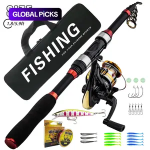 1.8m Telescopic Fishing Rod & Spinning Reel & Fishing Bag & Fishing Lure Kit, Portable Outdoor Fishing Accessories Set, Fishing Gear Set, Fishing Tackle Kit #GLOBAL PICKS