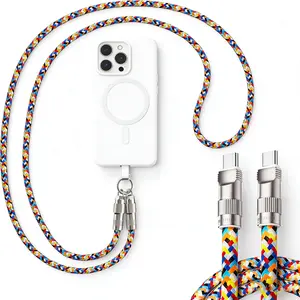 Fast Charging Phone Lanyard | Multi-Functional Anti-Loss Strap for iPhone & Samsung - Nylon Woven, Lightning to Type-C, Wrist/Neck Bag