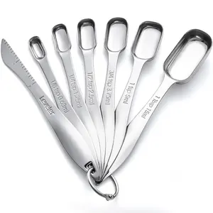 Stainless Steel Measuring Spoon Set, 1 Set Including Leveler, Multifunctional Measuring Spoons Set for Dry & Liquid, Kitchen