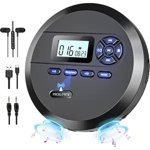 CD Player Portable with Speakers & FM Transmitter, Rechargeable Compact CD Player for  Built-in 2000mAh, Portable Player with LCD Screen, Earphones, AUX Cord