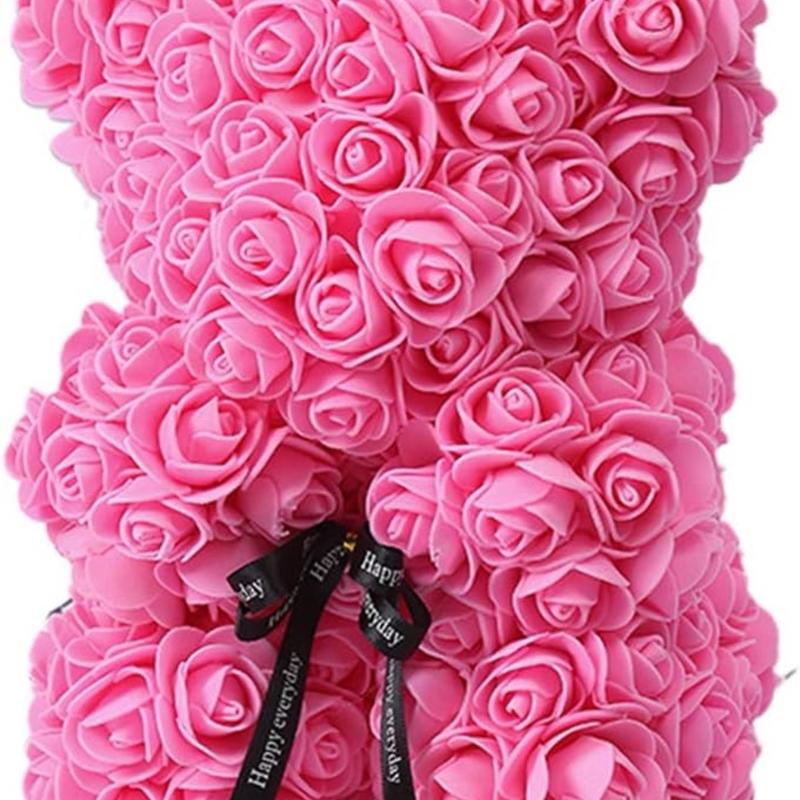 Moxie Dawn Rose Bear - Rose Teddy Bear 10 inch Teddy Flower Bear - Over 200 Dozen Artificial Flowers - Mother’s Day, Anniversary, Birthday & Bridal Showers, Gift, Mom, Mum Decor Decorative