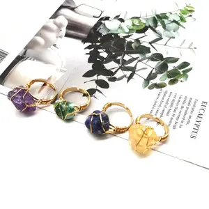 Personality Hand Wrapped Rough Stone Ring
