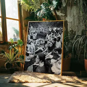 1960s Protest Scene Black and White  Retro Activism Printable Poster Instant Wall Art