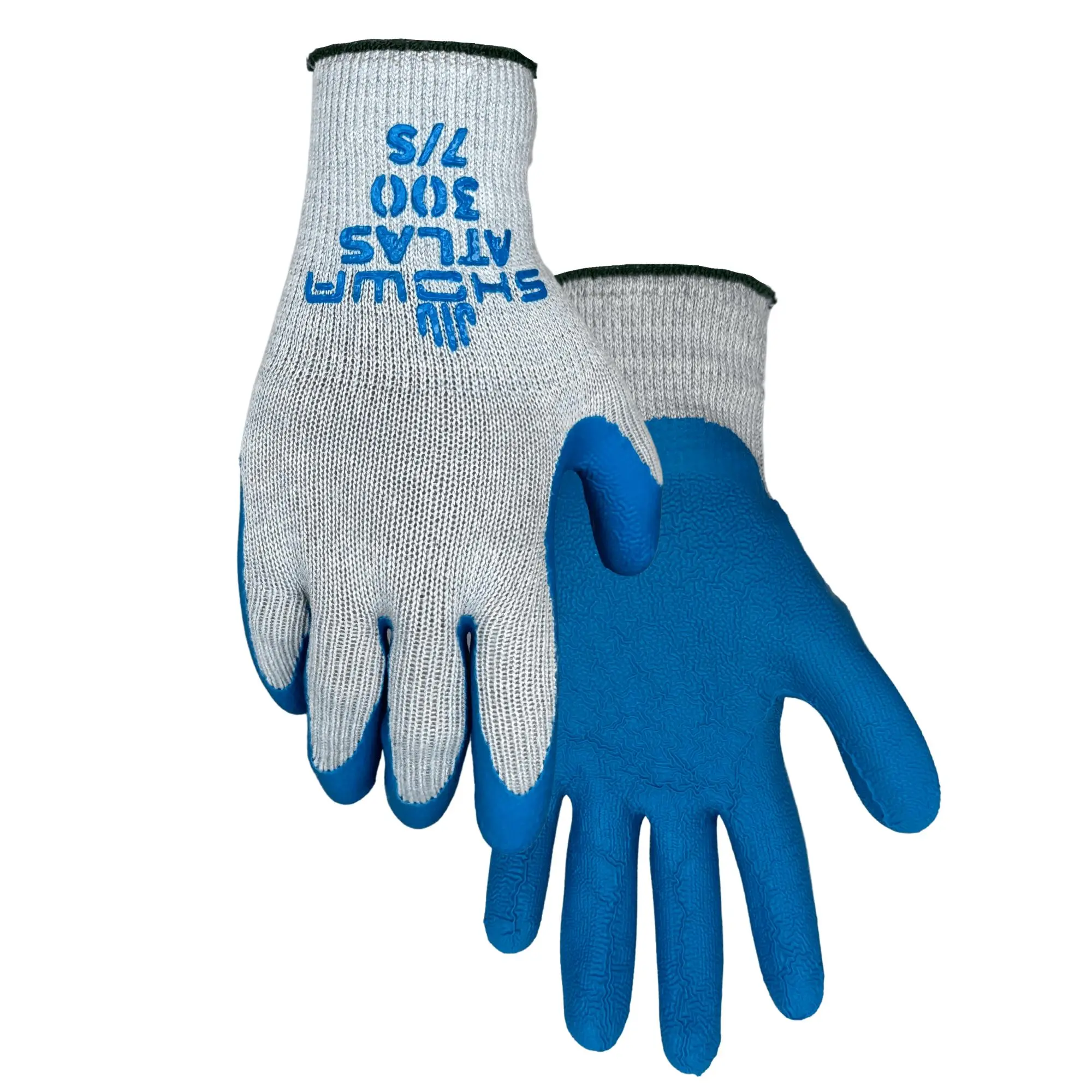 STAG Anti-Slip Safety Work Gloves - Blue Latex Palm Construction Latex Gloves, Cut-Resistant, Dexterous, High Grip (6 Pairs Total), Latex Glove