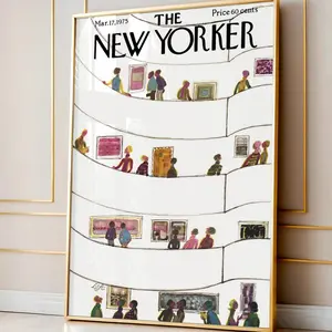 Vintage New Yorker Cover Poster, March 1975 Museum Print, Retro Art Gallery Wall Art, Mid-Century Modern Art Decor