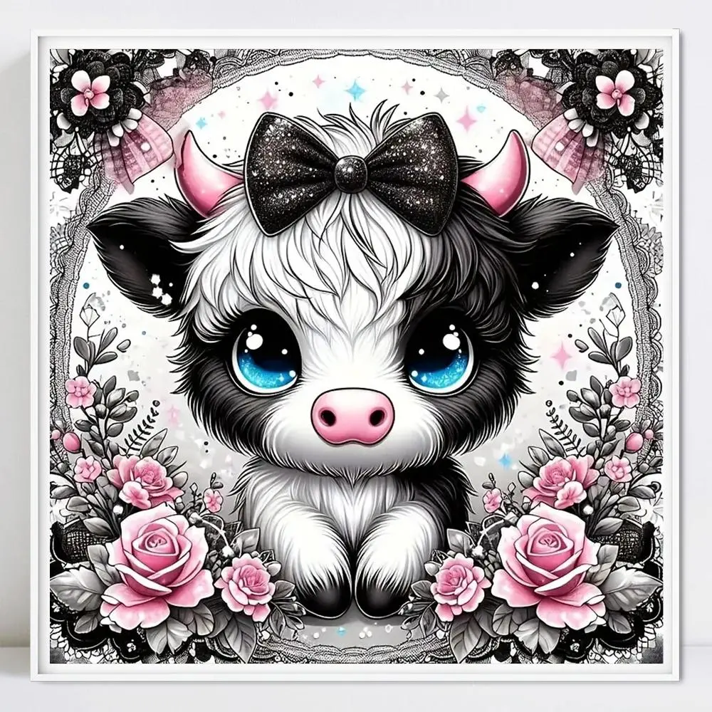Cow Pattern DIY Diamond Arts Colorful Painting Kit without Frame, DIY 5D Diamond Arts Colorful Painting Kit, Diamond Art Mosaic, Wall Art Decor for Home Bedroom, DIY Kits