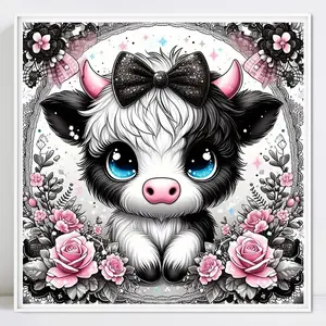Cow Pattern DIY Diamond Arts Colorful Painting Kit without Frame, DIY 5D Diamond Arts Colorful Painting Kit, Wall Art Decor for Home Bedroom