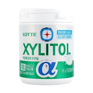 LOTTE Xylitol Gum Original Flavor 86g - Fresh Breath, Sugar-Free, Korean Snack White Mint Bubblegum Flavored