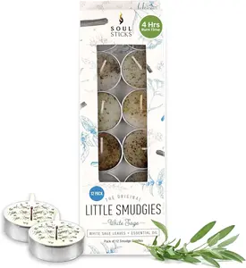 Soul Sticks Little Smudgies Tealight Candles 12 Pack for Cleansing House Meditation Chakra Healing with Organic Herbs & Essential Oils Long Lasting Handmade