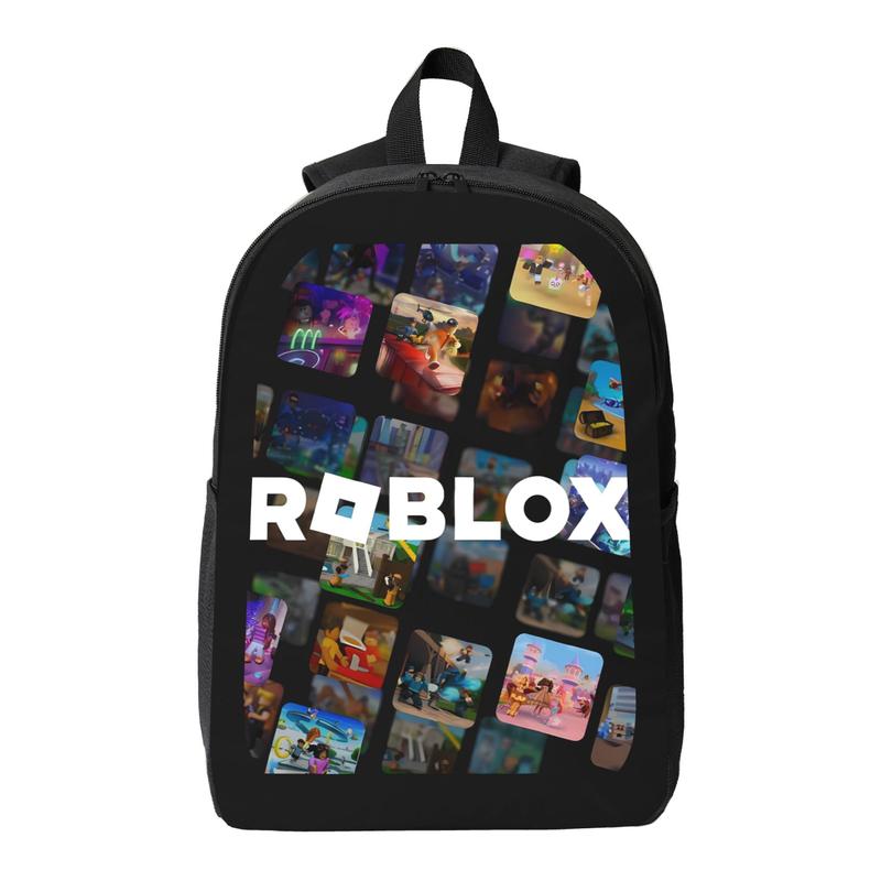 Roblox Collage Print Backpack for Kids & Teens - Casual School Travel Daypack with Stylish Gaming Theme - Versatile & Practical for Daily Use