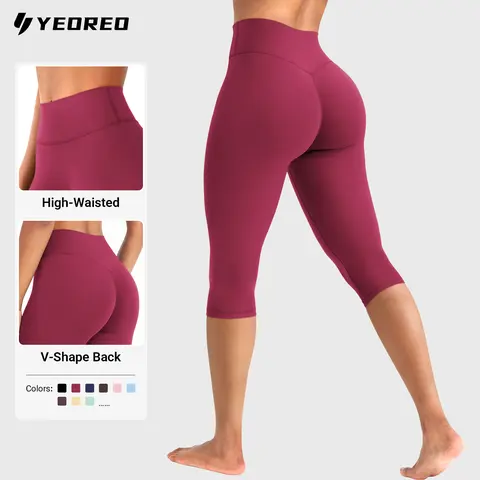 YEOREO Comfy Stretch Women's High Waisted Workout Capri Leggings - 15"/17"/19" Inseam, Hidden Scrunch, No Front Seam, Buttery Soft, Everyday Active Sports Bottoms, Comfy Stretch Women's Sports Leggings,outdoorfun