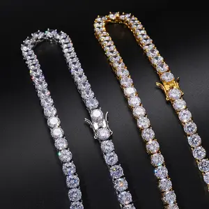 Unisex Moissanite Tennis 925 Necklaces VVS1 Moissanite Tennis Necklace 925 Silver For Men Women Pass Diamonds Test