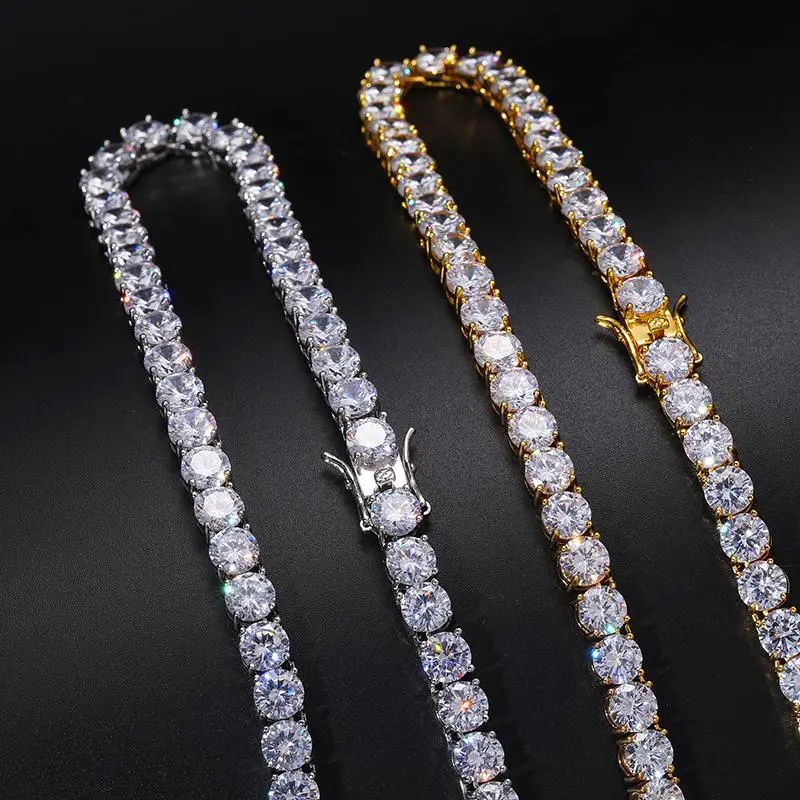 Unisex 925 Silver Clustered Tennis Necklace, VVS1 Moissanite Elegant Necklace, Passes Diamond Test for Men & Women