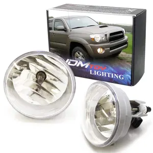 iJDMTOY One Pair Driver Passenger Sides Fog Light Lamps w/H10 Halogen Bulbs For Toyota Tacoma Tundra Sequoia or Solara (Part# 81210-AA030)