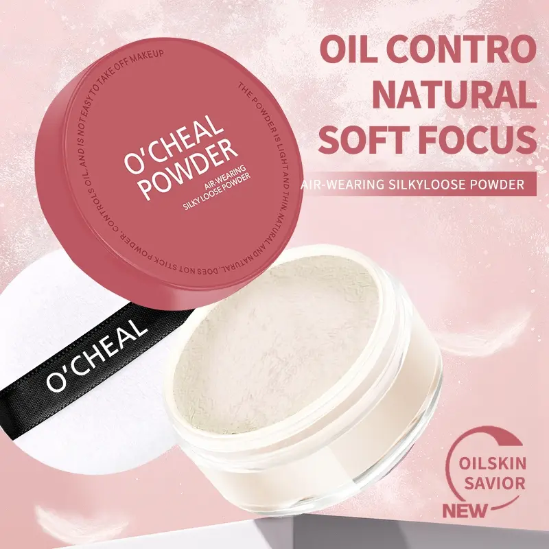 Set Powder Loose Powder Makeup Setting Powder Honey Powder Waterproof Sweatproof Oil Control Long-Lasting Not Easy to Smudge, Full Coverage Matte Makeup Finish Makeup Base Unit Count 1