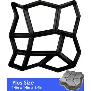 DIY Garden Walk Path Maker 14x14 Inch Reusable Concrete Paver Molds For Patio Lawn Walkway Stone Molding Paving Pavement Stepping Stone Outdoor Paver Cement Mold Yard Landscape Design Improvement Heavy Duty Plastic Form Tool 1 Pack