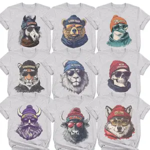 SPORT GREY, Vintage Animal Football Graphic Tee Game Day Football T Shirt City Football Tee Team Mascots The Ultimate Lineup Short Sleeve Premium Vinyl Heat Pressed