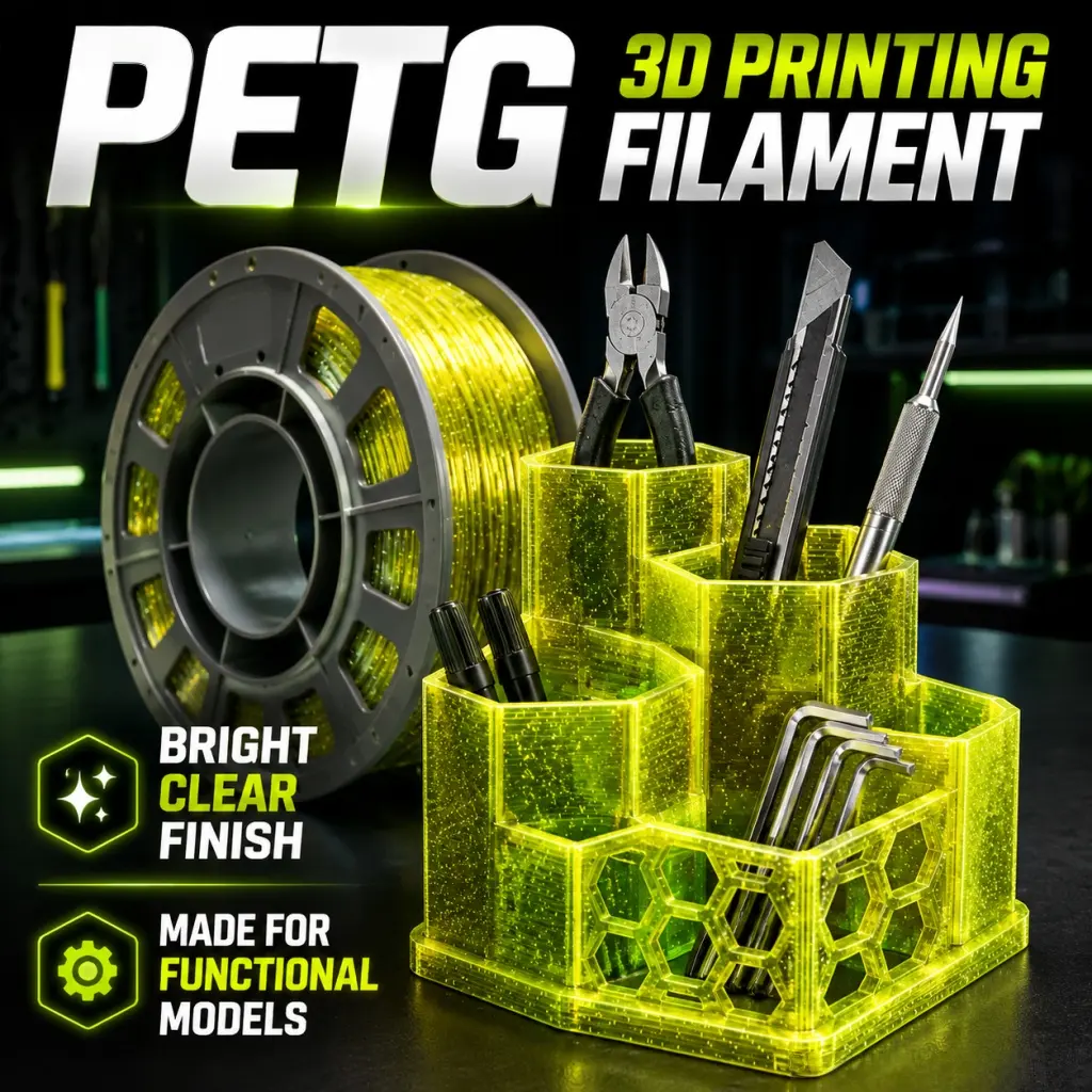 Sparkle Transparent Yellow PETG 3D Printer Filament - 300g Compact Mini Spool, 1.75mm, Silver Speckle Gloss, Sparkling Shine for FDM Printers, Home Decor 3D Printing Supplies