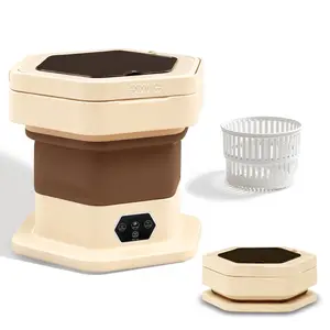 Compact Portable Washing Machine & Spin Dryer Combo – 16L Mini Twin Tub Washer for Baby Clothes, Underwear & Socks – Ideal for Travel, Dorms, Camping & Apartments (Khaki)