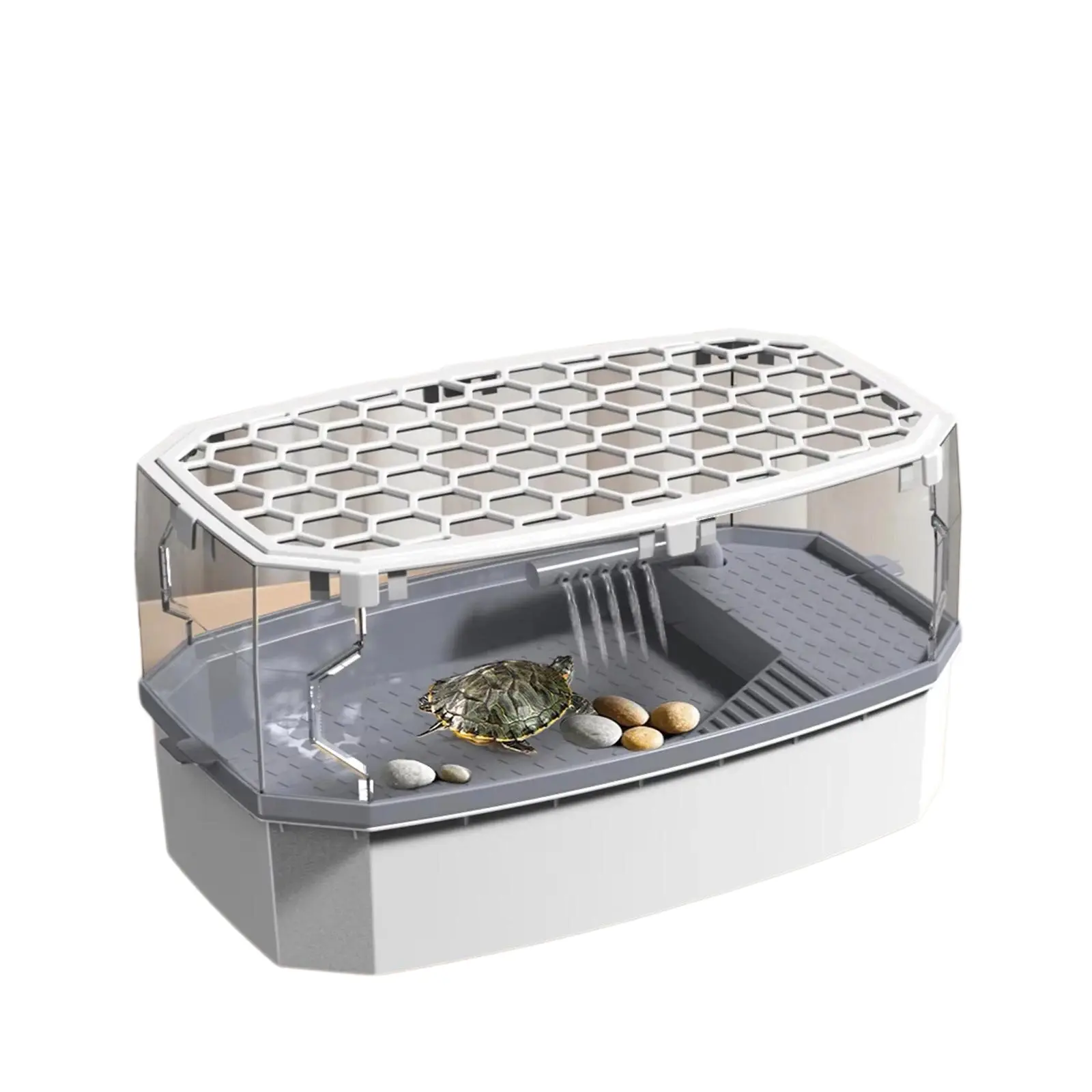 High - Transparency PC Turtle Tank with 5 - Layer Filtration & Full - Tank Circulation, Anti - Escape Reptile Terrarium/Habitat, Large Space for Brazilian/Razorback Turtles, Easy - Maintenance Ecological Turtle Box for Home/Office Decor