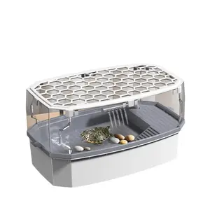 High - Transparency PC Turtle Tank with 5 - Layer Filtration & Full - Tank Circulation, Anti - Escape Reptile Terrarium/Habitat, Large Space for Brazilian/Razorback Turtles, Easy - Maintenance Ecological Turtle Box for Home/Office Decor