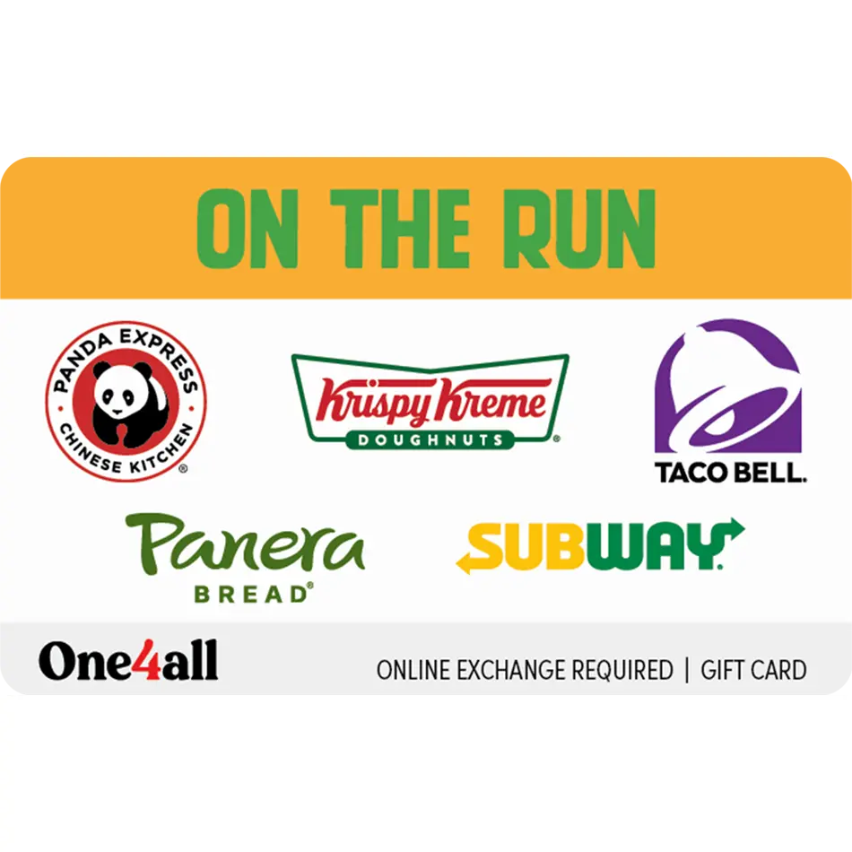 One4all On the Run eGift Card | Breakfast, Lunch & Late-Night Eats One4all On the Run eGift Card | Breakfast, Lunch & Late-Night Eats