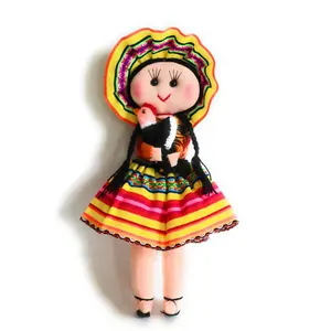 Rag Doll, Cholita Traditional Attire of Countrywoman of The Andes. Handcrafted Decorative Doll. 13.5" Tall.