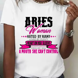 Aries Woman Zodiac Graphic Tee | Hated by Many, Loved by Plenty – Sassy & Bold T-Shirt for Aries Ladies White CLL T-shirts-6922