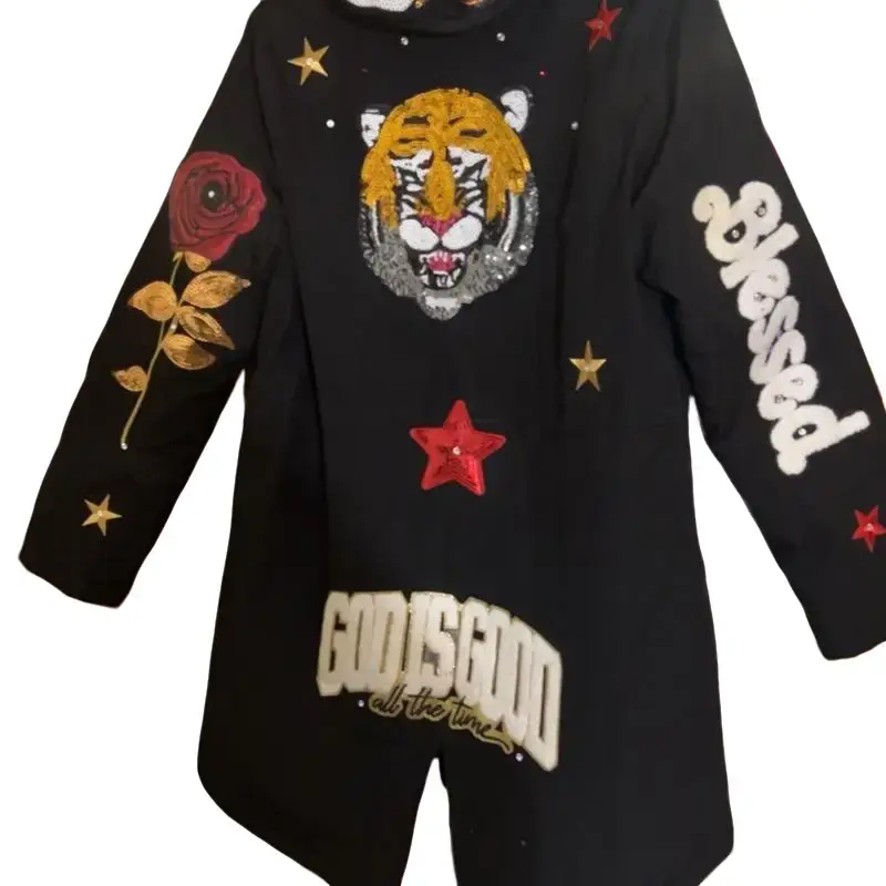 Parker Junk Jacket with & Patches Customizable Rhinestone Designs for Fans