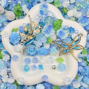 Morning Dew  - Soft Resin Nail Art Charms with Beads – Drillable Floral Resin Decorations for Press-On Nails, Jewelry & DIY Crafts