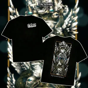 Frog Tacticans Tactical Frog Graphic T-Shirt | Military Frog Streetwear Tee | Hear No Evil Unisex Black Shirt | Operator Frog Clothing Menswear Tops
