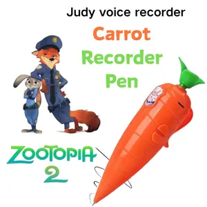 Judy & Nick Carrot Voice Recorder Electronic Sound Toy Can Write Graffiti Ballpoint Pen Novelty Voice Recorder Pen Gift
