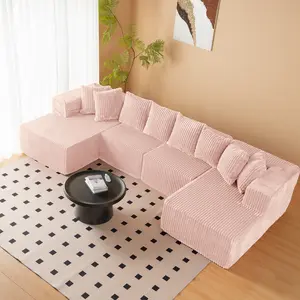 130'' U Shaped Sectional Couches for Living Room, Modular Boneless Cloud Sofa with 2 Chaise Lounges, 4-in-1 Flexible Combination Layered Foam Cushion Deep Seat Corner Couch, No Assembly