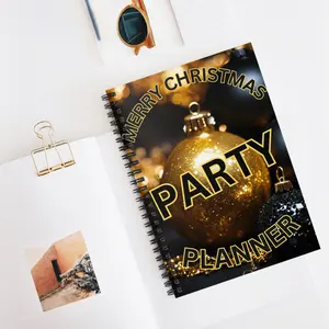 CHRISTMAS PARTY PLANNER GOLD Spiral Notebook - Ruled Line