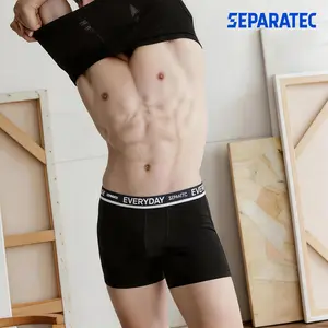 Separatec Men's Cotton-Spandex Fabric Dual Pouch Boxer Briefs, 3/7 Counts Regular Fit, Comfy Breathable Bulge Enhancing Sporty Men's Underwear for Daily Wear & Sports Clothes, All Seasons Intimates