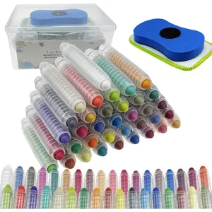 Dustless Chalk for Kids with Eraser, Colored Toddlers Chalk With Holder,Non-Toxic Washable Chalks Drawing Writing for Outdoor Art Play,Blackboard(36 Pcs)