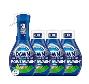 New Powerwash Gain Original Dish Spray, Liquid Dish Soap, Dish Soap Refill, , 1 Starter Kit + 3 Refills, 64 Fl Oz Total 16 fl oz/bottle)