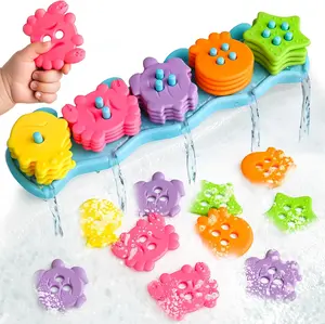 Silicone Ocean Bath Toy Set for Toddlers | Shape Sorter & Stacking Water Play Toys with Suction Cups | Fun Learning Bath Toys for Ages 1–5 (21PCS)