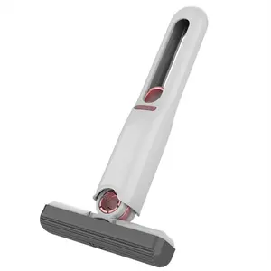 Pink one Handed Mini mop for Tabletop Cleaning, Sponge Wiping, Cotton Wiping, no Hand Washing, Tabletop mop(1 Cotton Heads + 1 Squeeze Handle) Wall