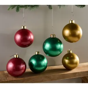 Holiball Set of 6 8" Inflatable Ornaments with Hardware & Pump