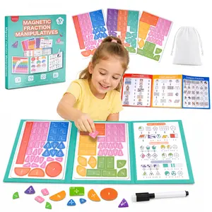 Magnetic Fraction Manipulatives Set, Montessori Math Learning Toy with Fraction Tiles Circles & Demonstration Book, Educational Puzzle for Elementary School Kids Homeschool Classroom