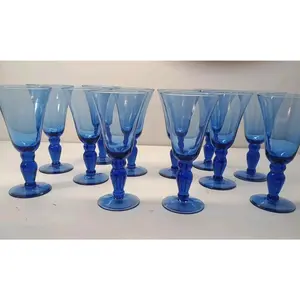 Mikasa Domain Blue Water Goblet Handblown Glass 8" (Set Of 12)