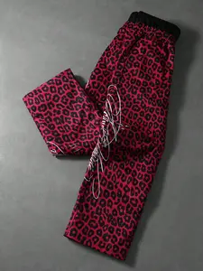 Men's Camo Faux Two-Piece Pants, High Inclusivity, Leopard Slogan Text Pattern, Casual Streetwear, All Seasons, Perfect Gift for Boyfriend