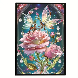 Diamond Art Notebook Set, 5D DIY Crystal Diamond Mosaic Diary, Artificial Leather Cover, Irregular Diamonds, Craft & Learning Journal