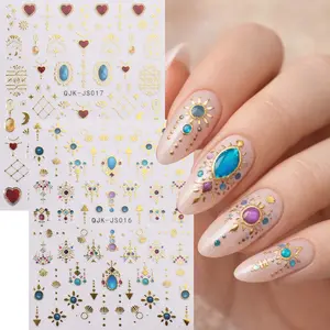 Bohemian Style 3D Nail Art Stickers, Star Moon Heart Design Nail Decals , DIY Decoration for Valentine's Day & Ramadan Festival
