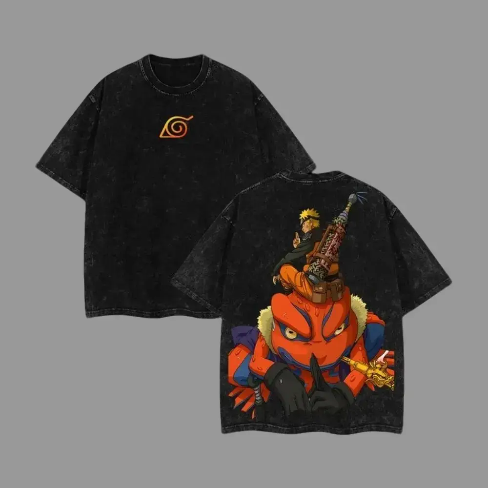 Nanadaime Hokage Naruto x Gamakichi Anime Double Printed Vintage Washed Tee Unisex Oversize Anime Manga Washed Heavyweight  Gift For Naruto Fan, Anime Lover
