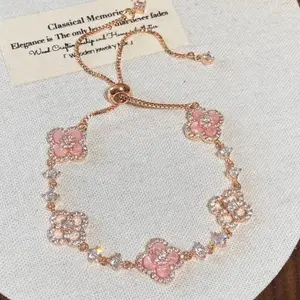 Rose Gold Pink Clover French-Style Bracelet