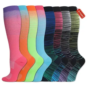 8 Pairs Compression Socks for Women & Men, Fashionable  Knee-High Socks for Walking, All Seasons,Unisex, Support Sock