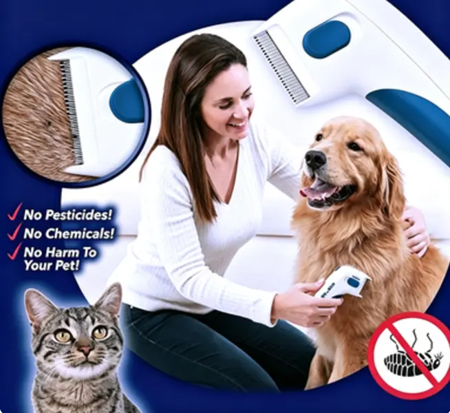 Upgraded Electric Flea Comb for Dogs and Cats, Pet Grooming Lice Remover Tool, Safe Detangling Brush with High Efficiency